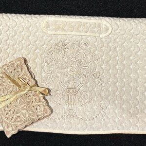 Elegant YVES DELORME Cream Lingerie Clutch & Jewelry Bag